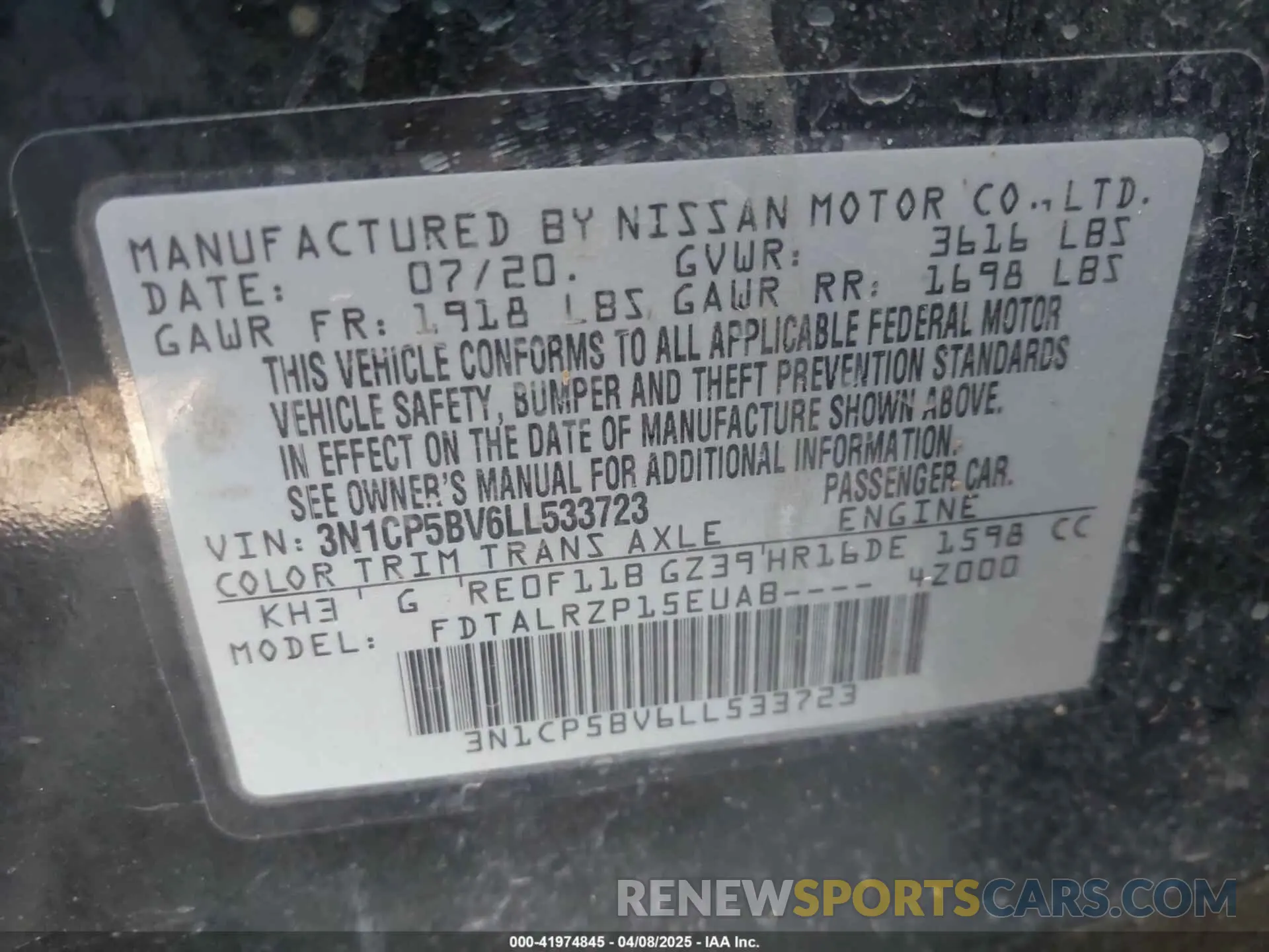 9 fotografías del automóvil dañado 3N1CP5BV6LL533723 NISSAN KICKS 2020
