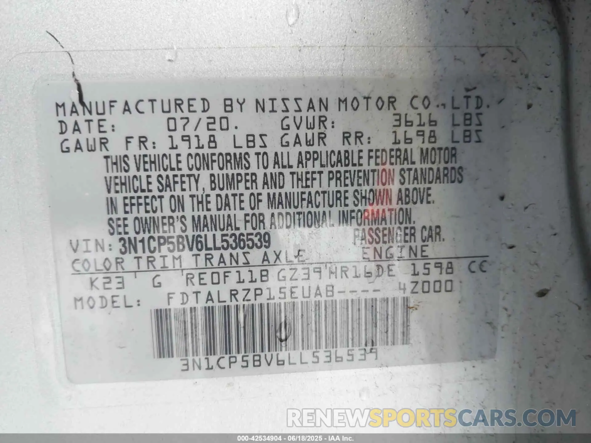9 fotografías del automóvil dañado 3N1CP5BV6LL536539 NISSAN KICKS 2020