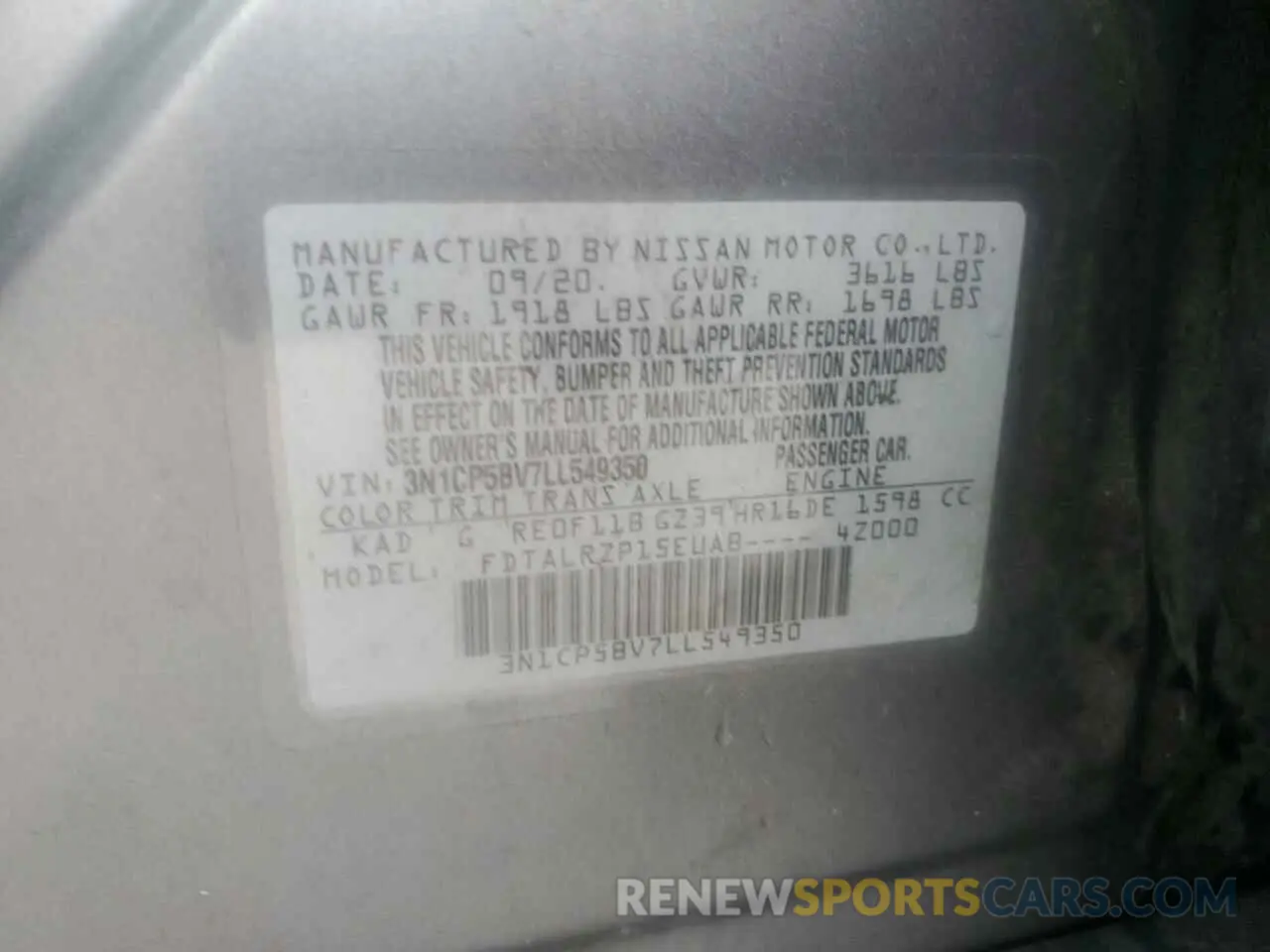 13 fotografías del automóvil dañado 3N1CP5BV7LL549350 NISSAN KICKS 2020