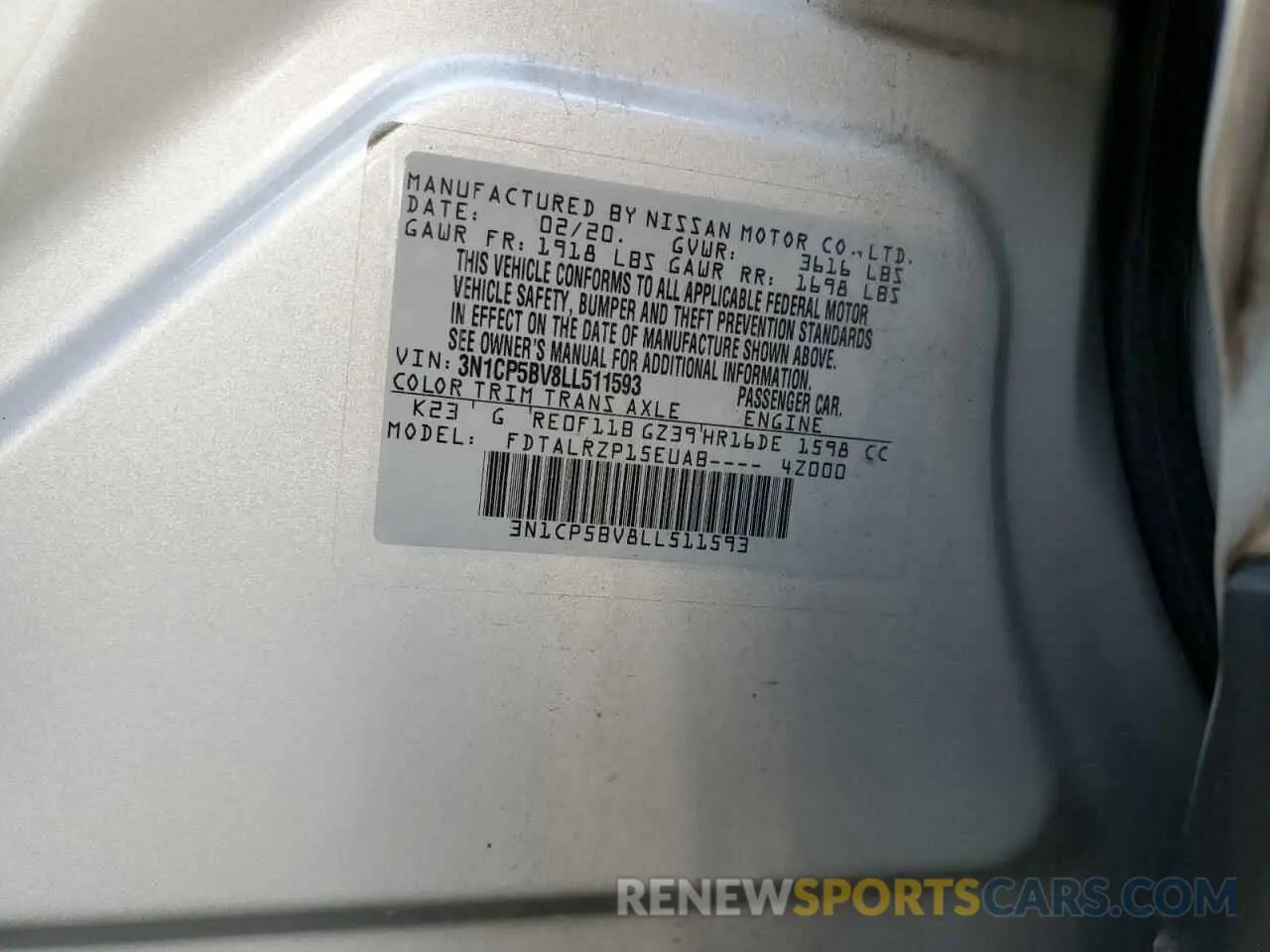 13 fotografías del automóvil dañado 3N1CP5BV8LL511593 NISSAN KICKS 2020