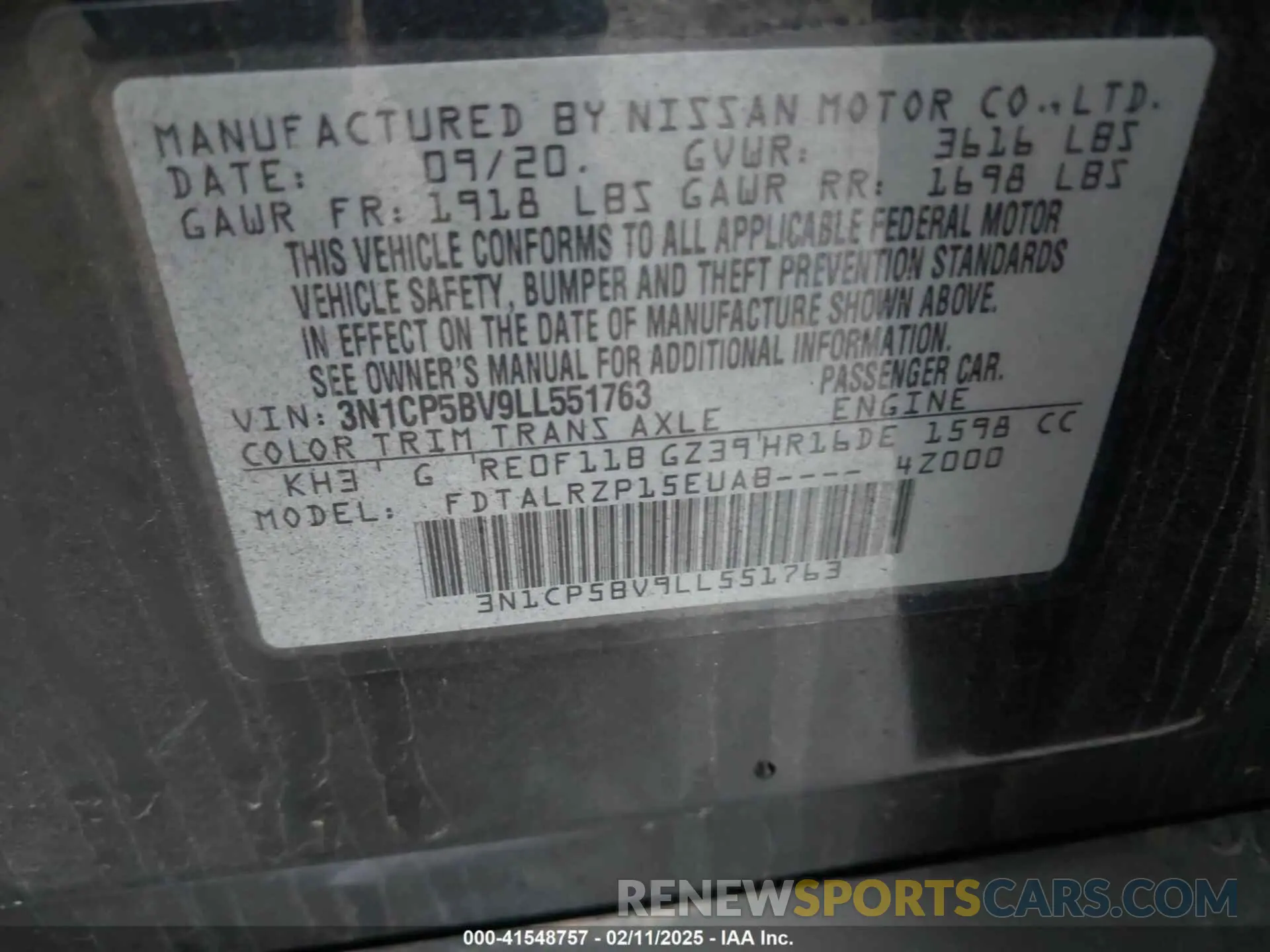 9 fotografías del automóvil dañado 3N1CP5BV9LL551763 NISSAN KICKS 2020
