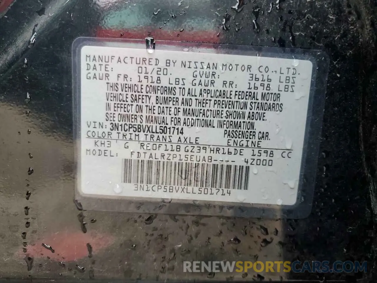 12 fotografías del automóvil dañado 3N1CP5BVXLL501714 NISSAN KICKS 2020