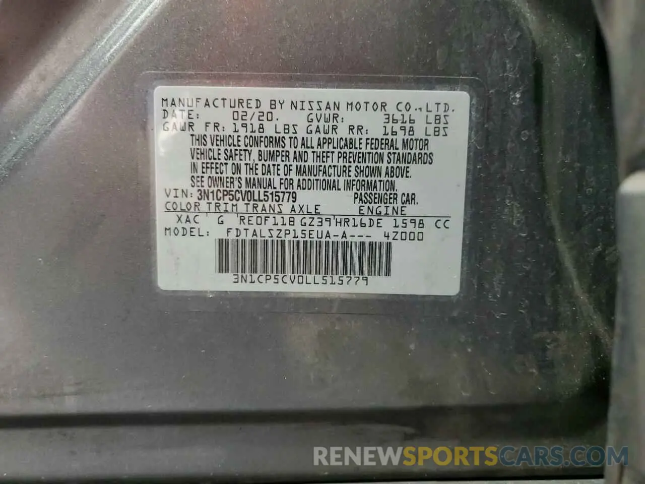14 fotografías del automóvil dañado 3N1CP5CV0LL515779 NISSAN KICKS 2020