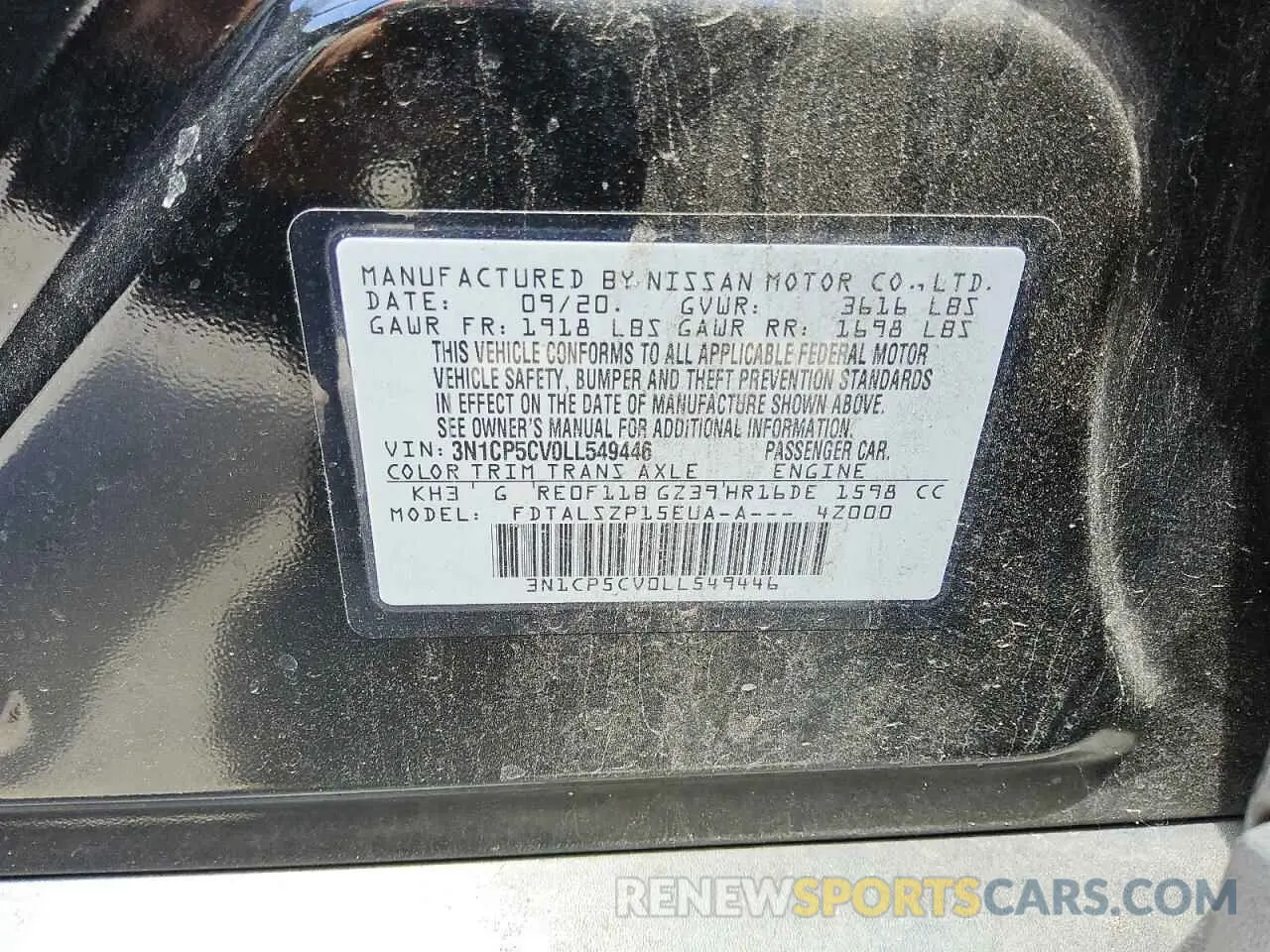 12 fotografías del automóvil dañado 3N1CP5CV0LL549446 NISSAN KICKS 2020