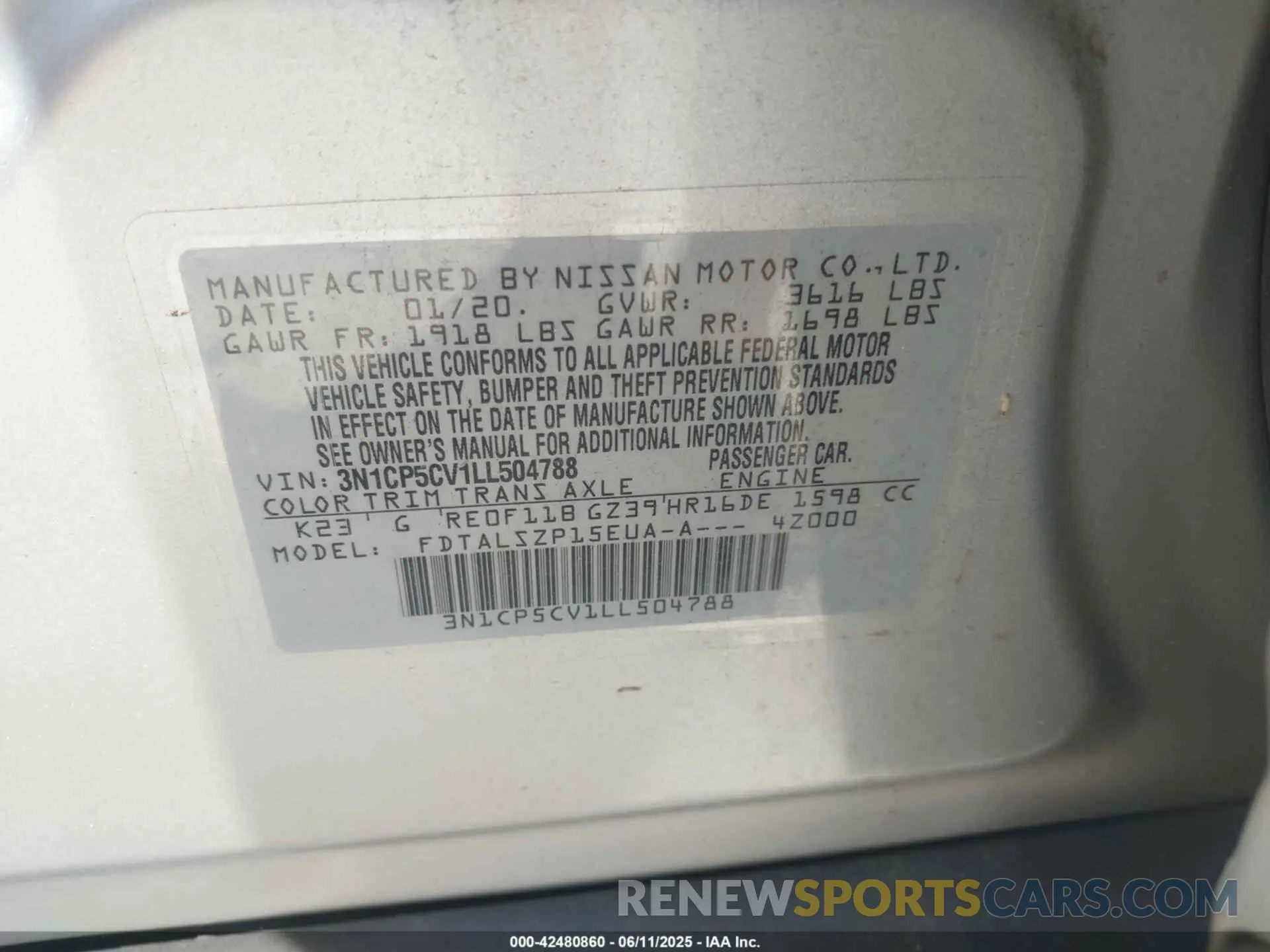 9 fotografías del automóvil dañado 3N1CP5CV1LL504788 NISSAN KICKS 2020