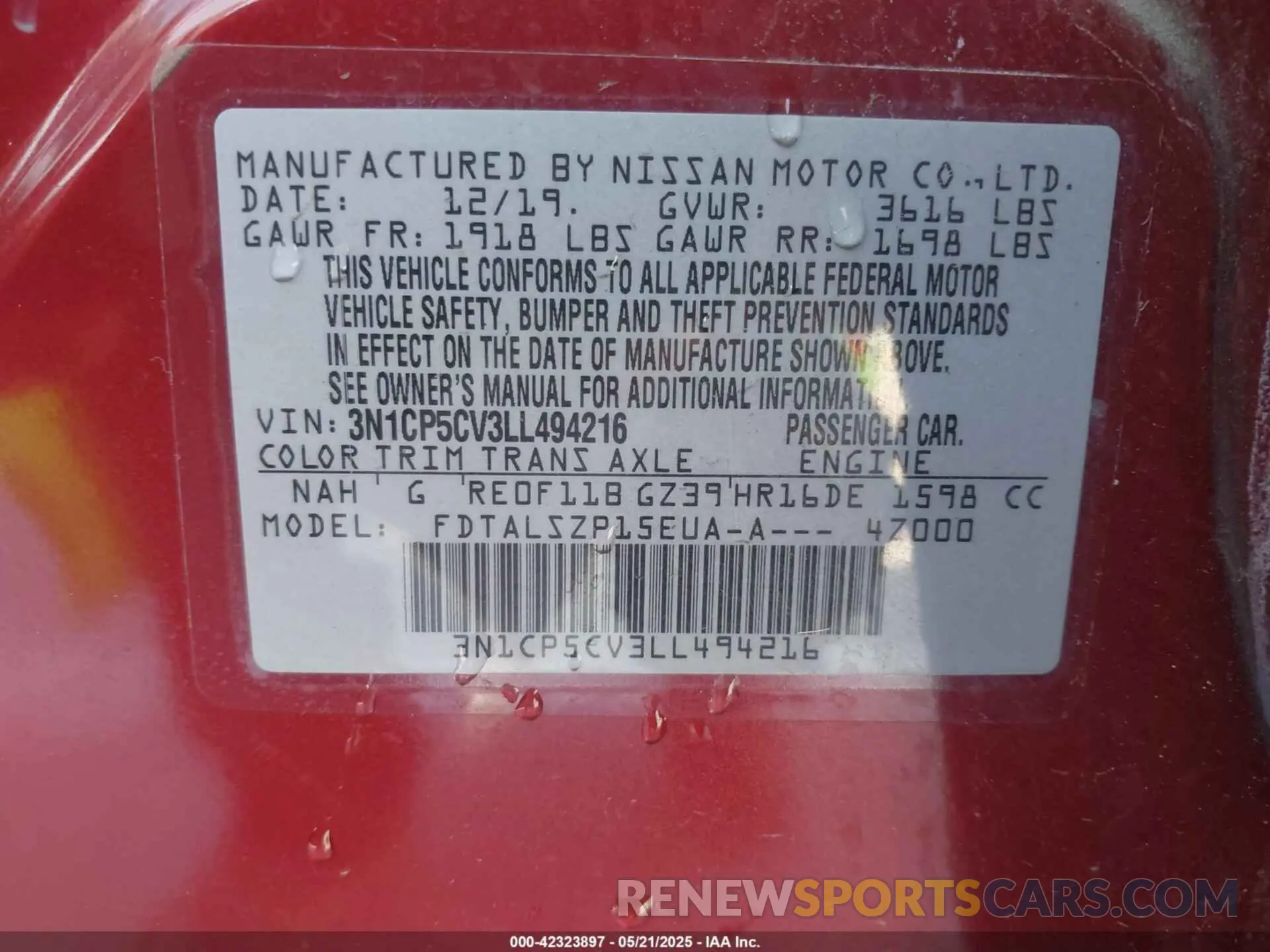 9 fotografías del automóvil dañado 3N1CP5CV3LL494216 NISSAN KICKS 2020
