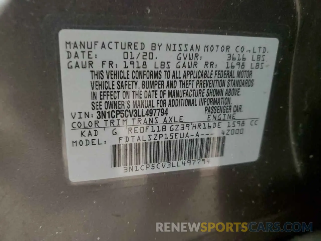 14 fotografías del automóvil dañado 3N1CP5CV3LL497794 NISSAN KICKS 2020