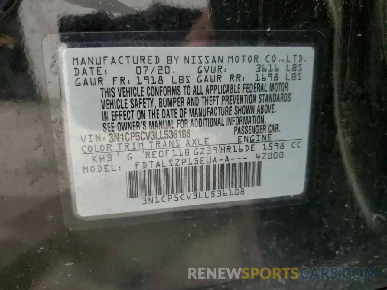 13 fotografías del automóvil dañado 3N1CP5CV3LL536108 NISSAN KICKS 2020