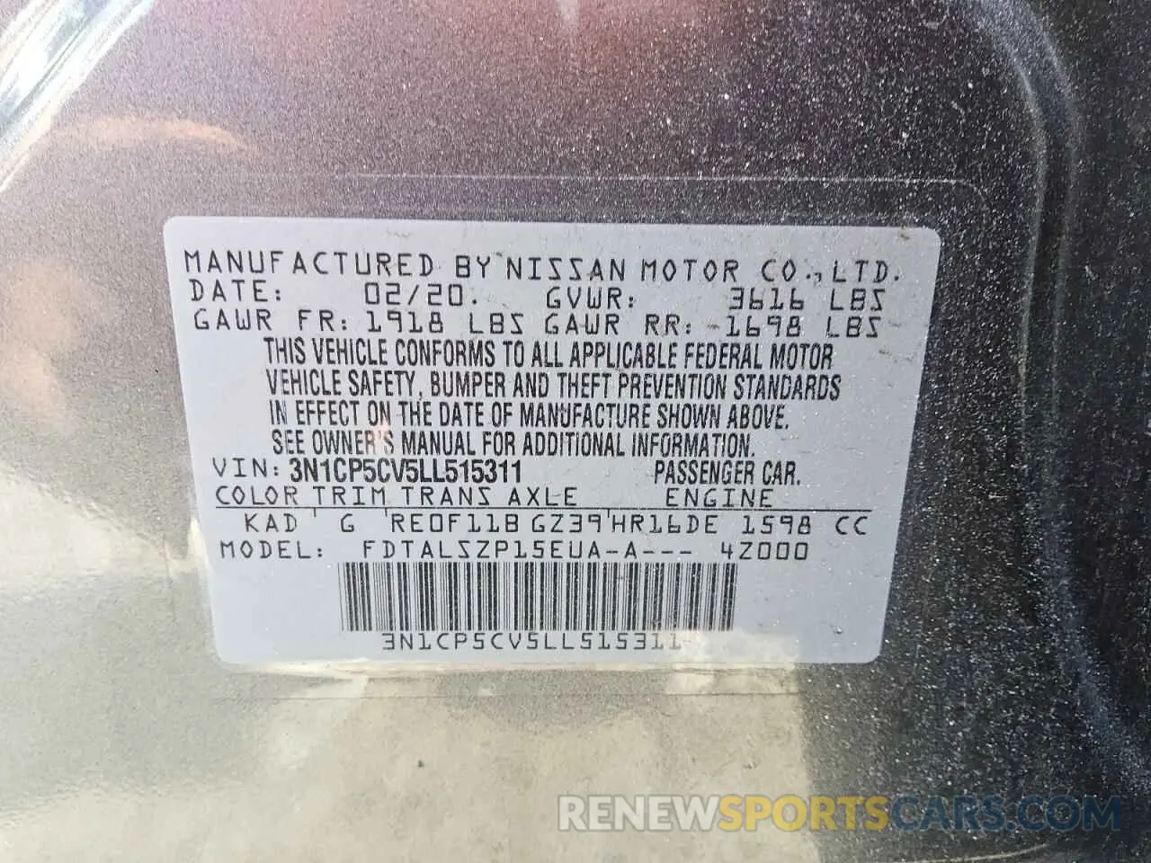 12 fotografías del automóvil dañado 3N1CP5CV5LL515311 NISSAN KICKS 2020