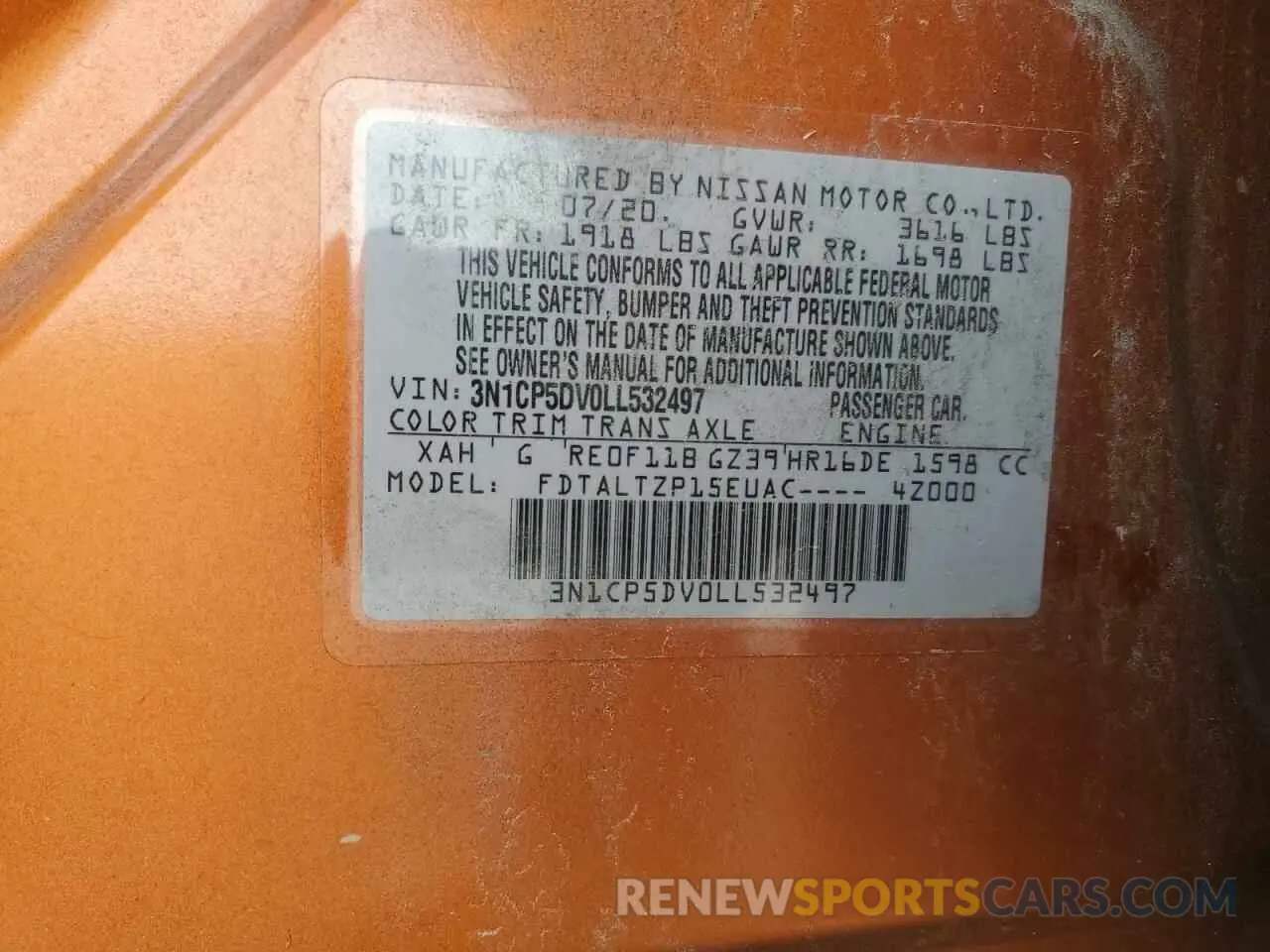 13 fotografías del automóvil dañado 3N1CP5DV0LL532497 NISSAN KICKS 2020
