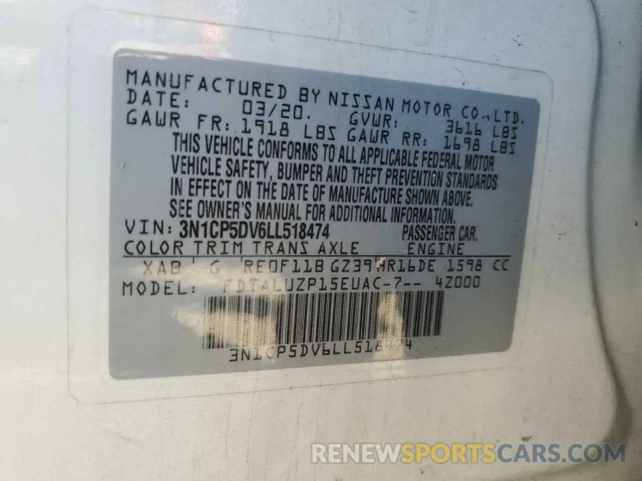 15 fotografías del automóvil dañado 3N1CP5DV6LL518474 NISSAN KICKS 2020