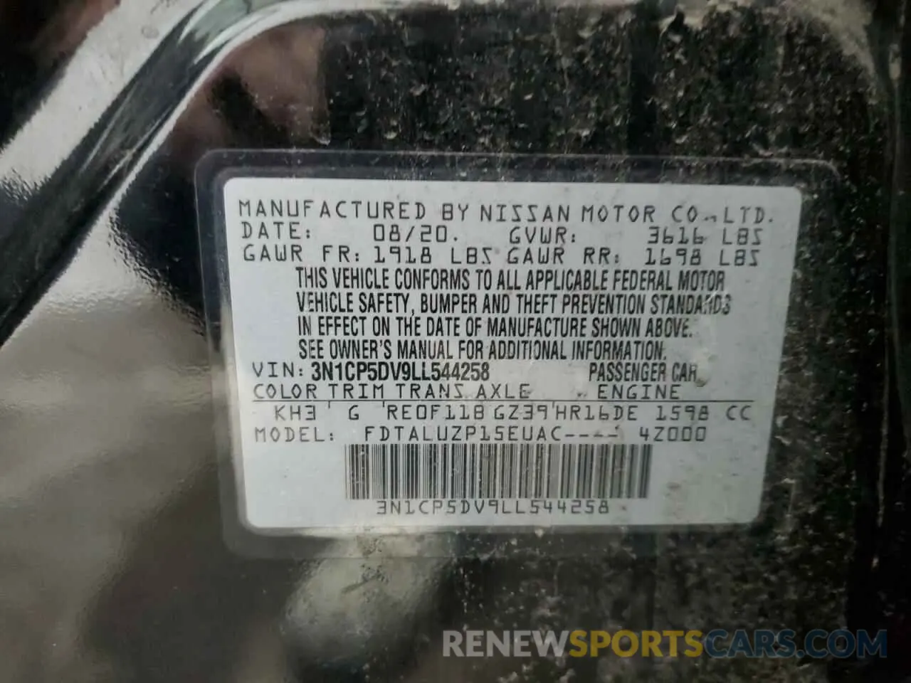12 fotografías del automóvil dañado 3N1CP5DV9LL544258 NISSAN KICKS 2020