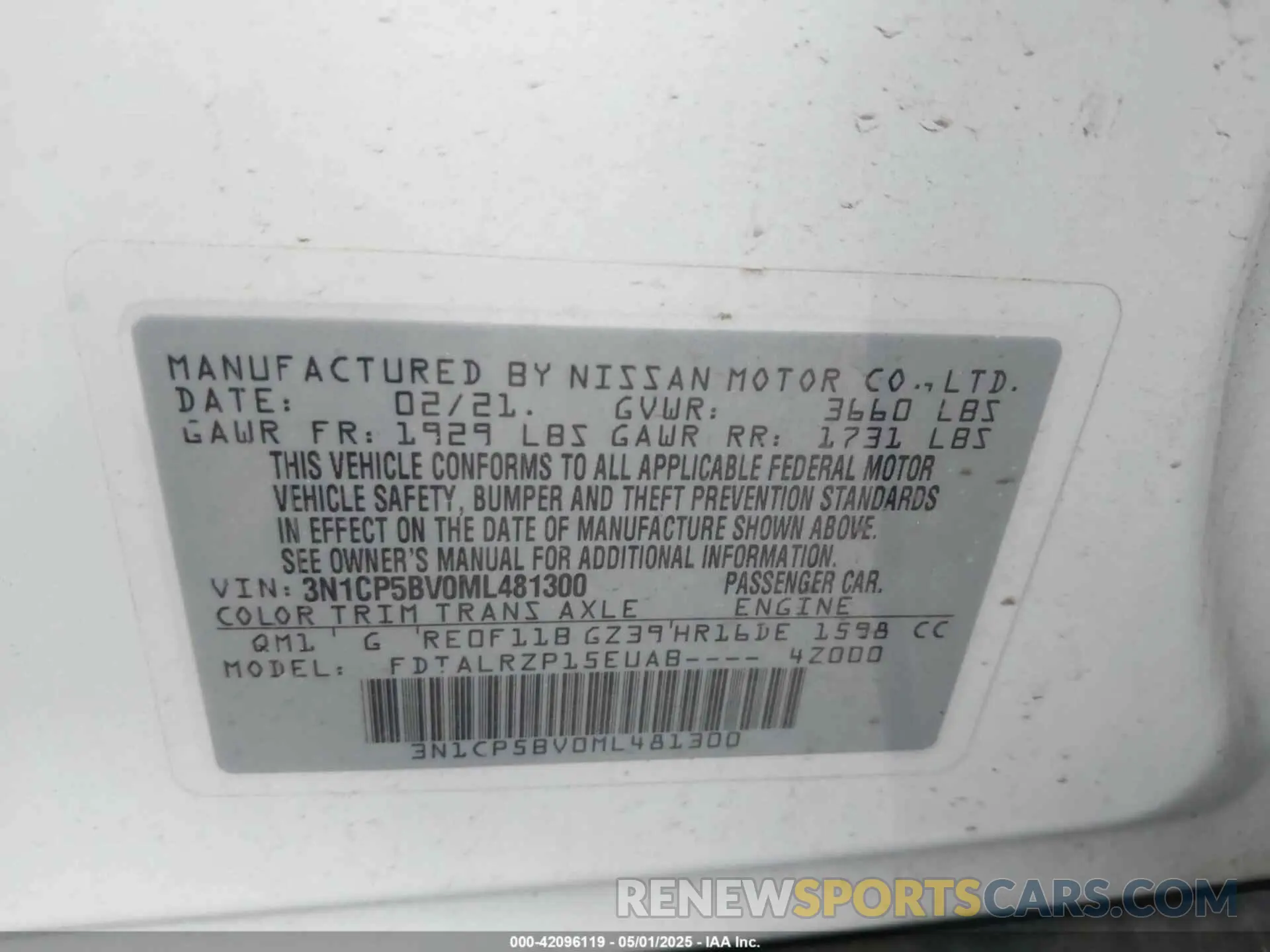 9 fotografías del automóvil dañado 3N1CP5BV0ML481300 NISSAN KICKS 2021
