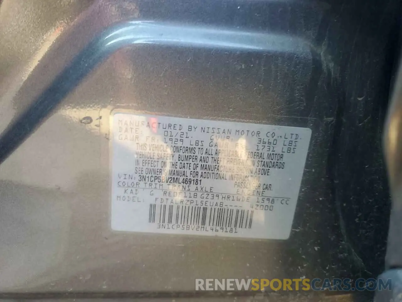 13 fotografías del automóvil dañado 3N1CP5BV2ML469181 NISSAN KICKS 2021