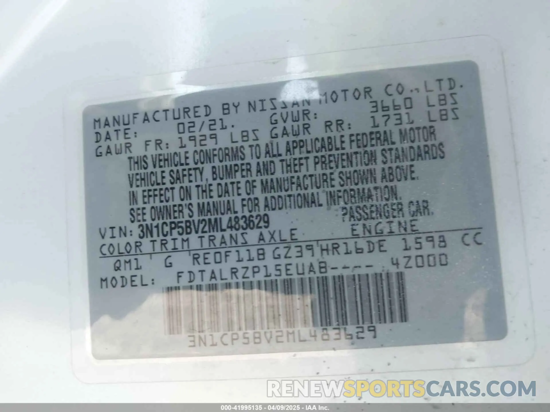 9 fotografías del automóvil dañado 3N1CP5BV2ML483629 NISSAN KICKS 2021