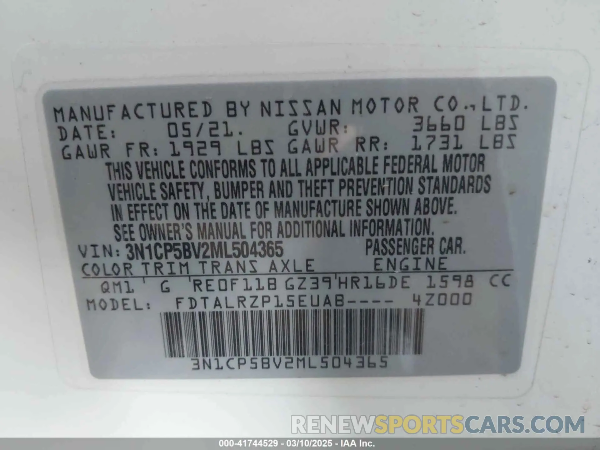 9 fotografías del automóvil dañado 3N1CP5BV2ML504365 NISSAN KICKS 2021