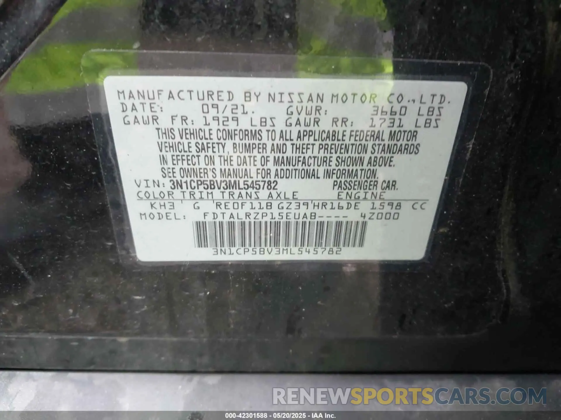 9 fotografías del automóvil dañado 3N1CP5BV3ML545782 NISSAN KICKS 2021