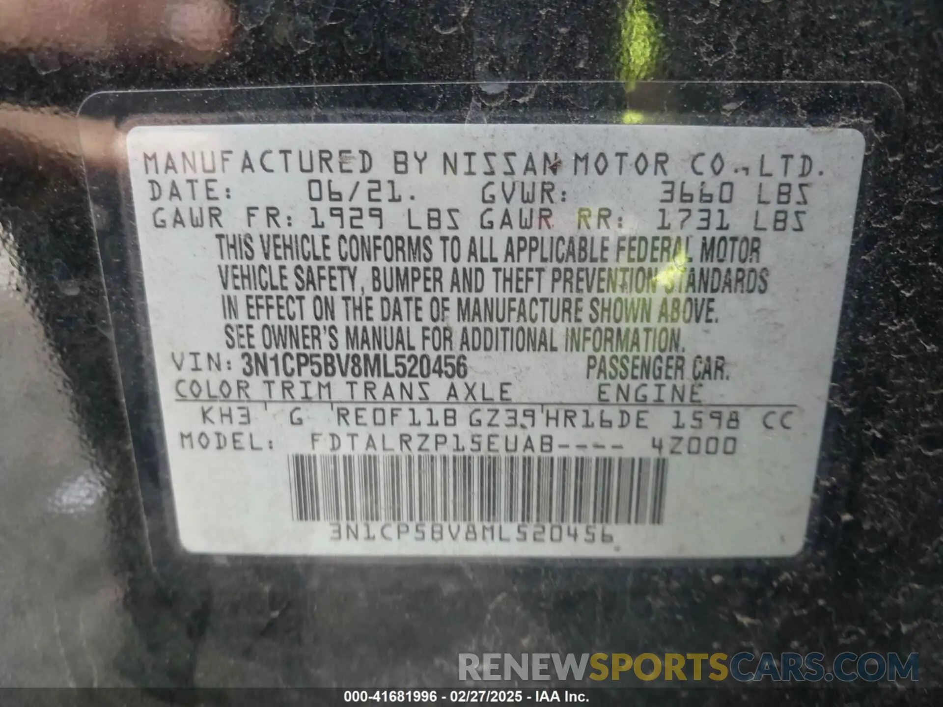 9 fotografías del automóvil dañado 3N1CP5BV8ML520456 NISSAN KICKS 2021