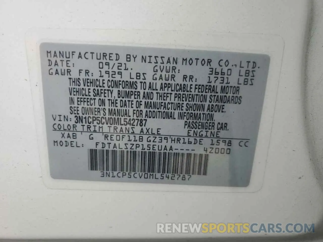 13 fotografías del automóvil dañado 3N1CP5CV0ML542787 NISSAN KICKS 2021