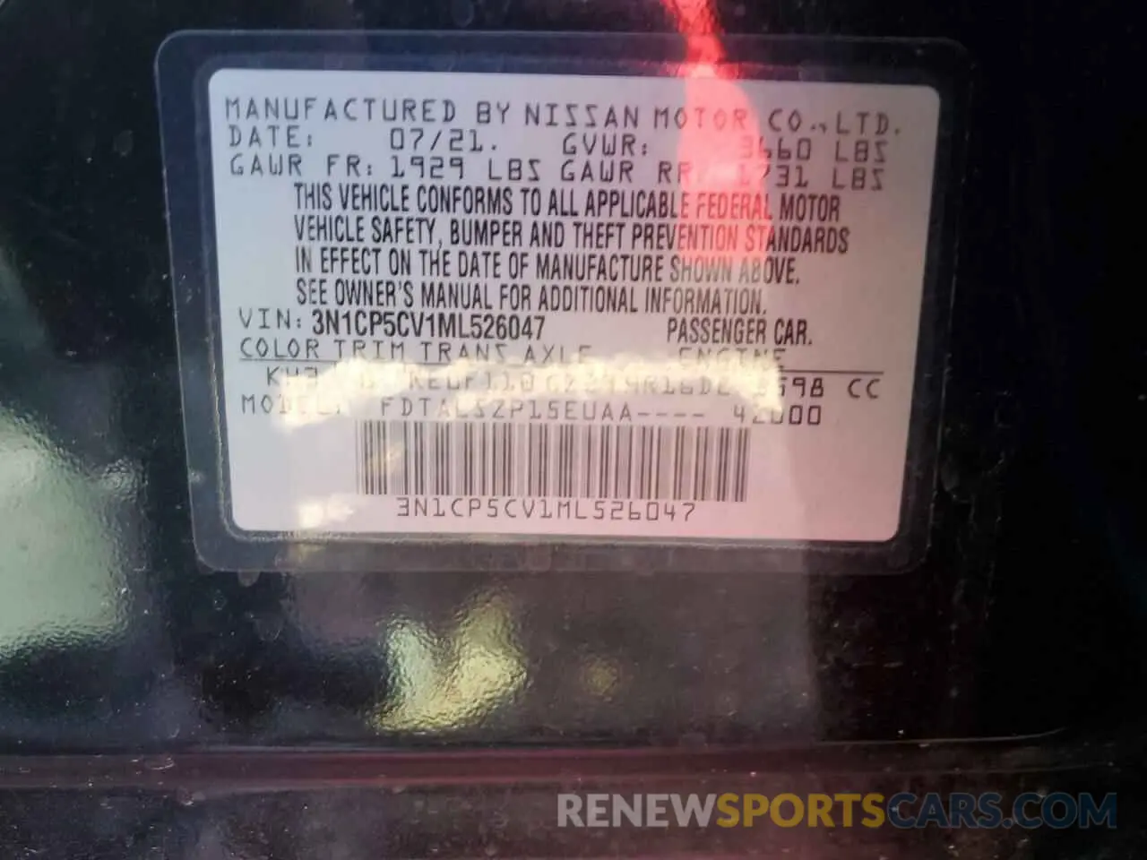12 fotografías del automóvil dañado 3N1CP5CV1ML526047 NISSAN KICKS 2021