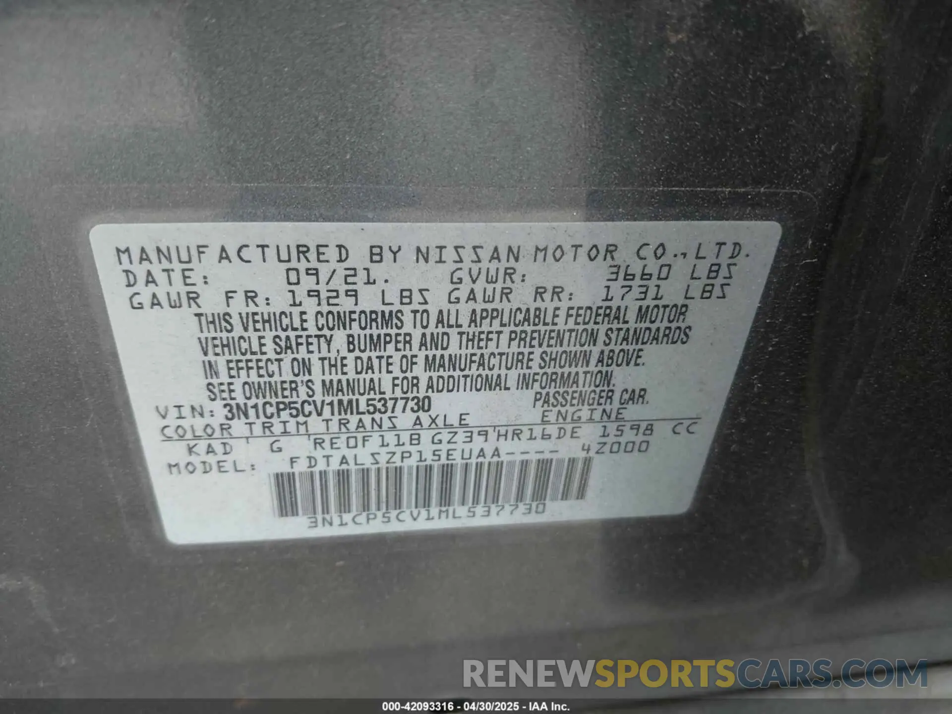 9 fotografías del automóvil dañado 3N1CP5CV1ML537730 NISSAN KICKS 2021