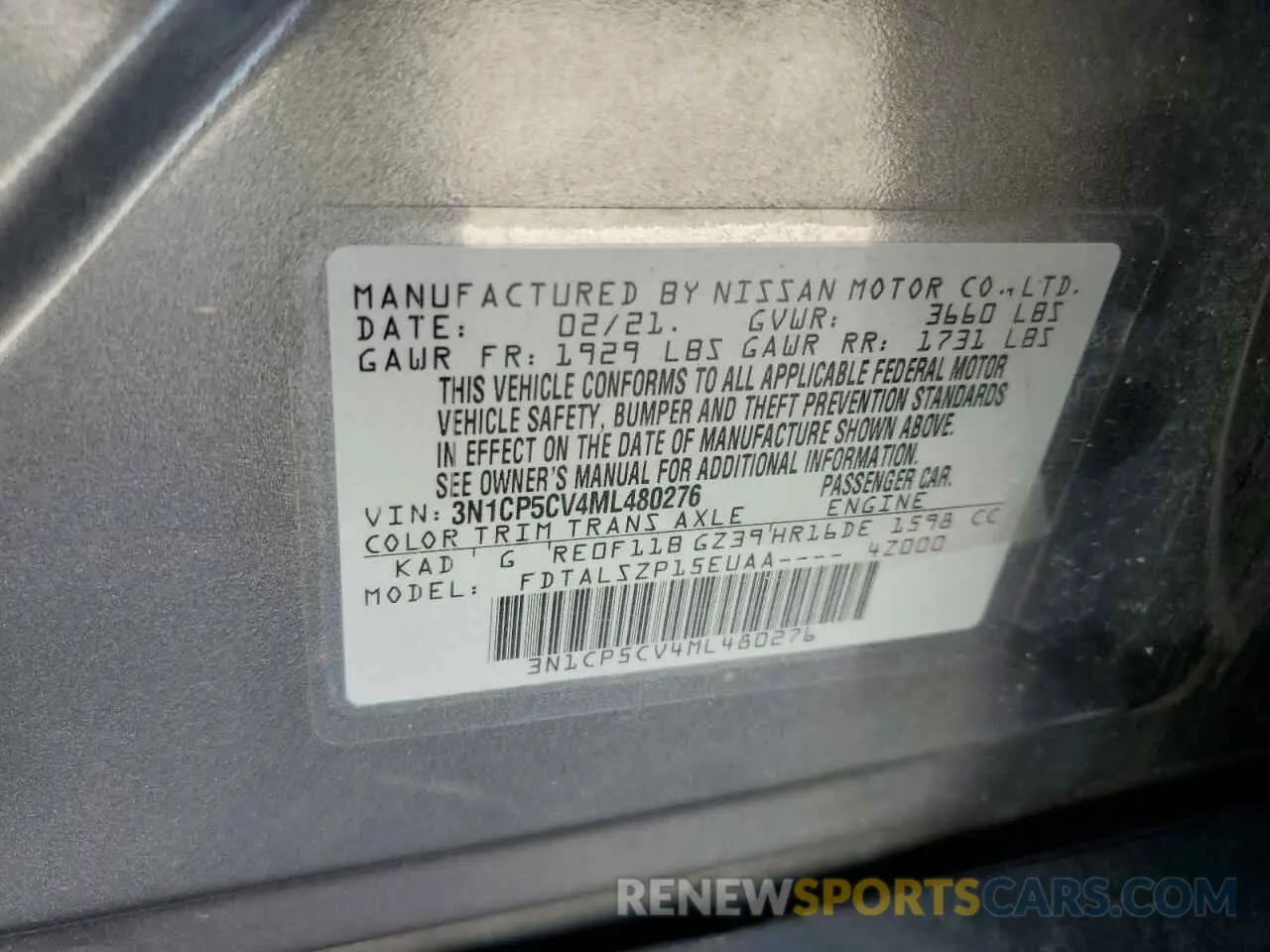 13 fotografías del automóvil dañado 3N1CP5CV4ML480276 NISSAN KICKS 2021