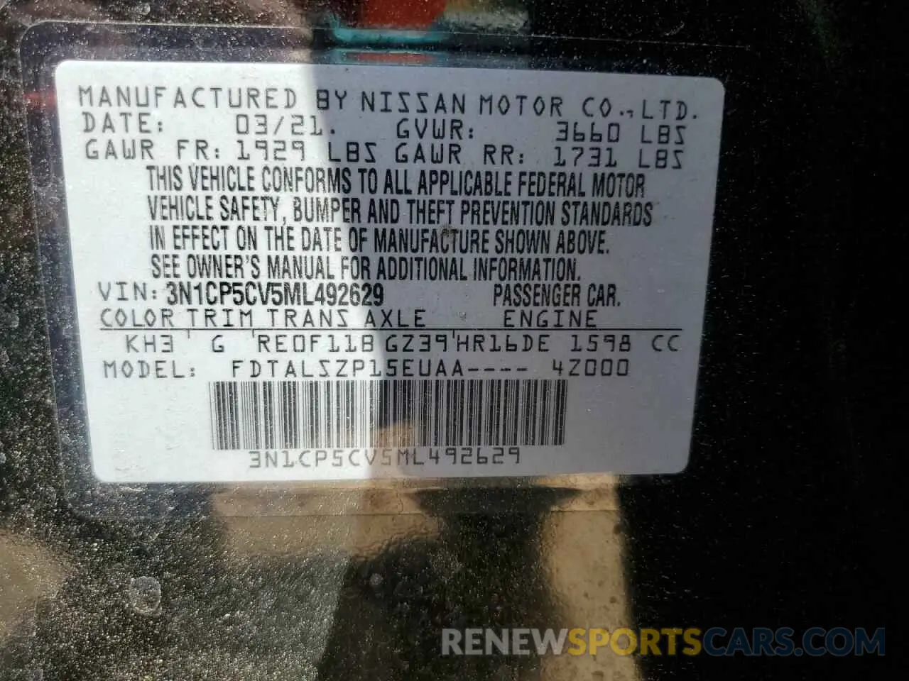 13 fotografías del automóvil dañado 3N1CP5CV5ML492629 NISSAN KICKS 2021