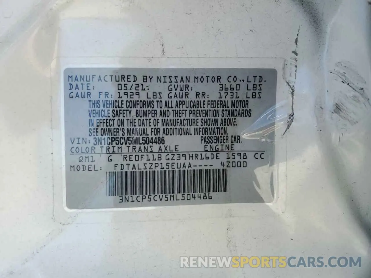 13 fotografías del automóvil dañado 3N1CP5CV5ML504486 NISSAN KICKS 2021