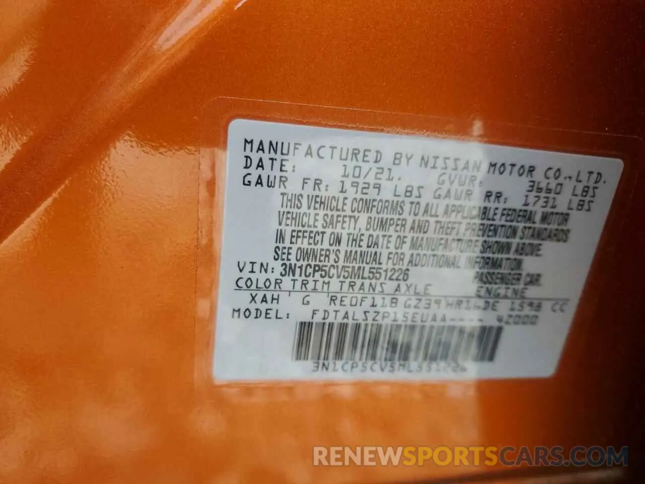 12 fotografías del automóvil dañado 3N1CP5CV5ML551226 NISSAN KICKS 2021