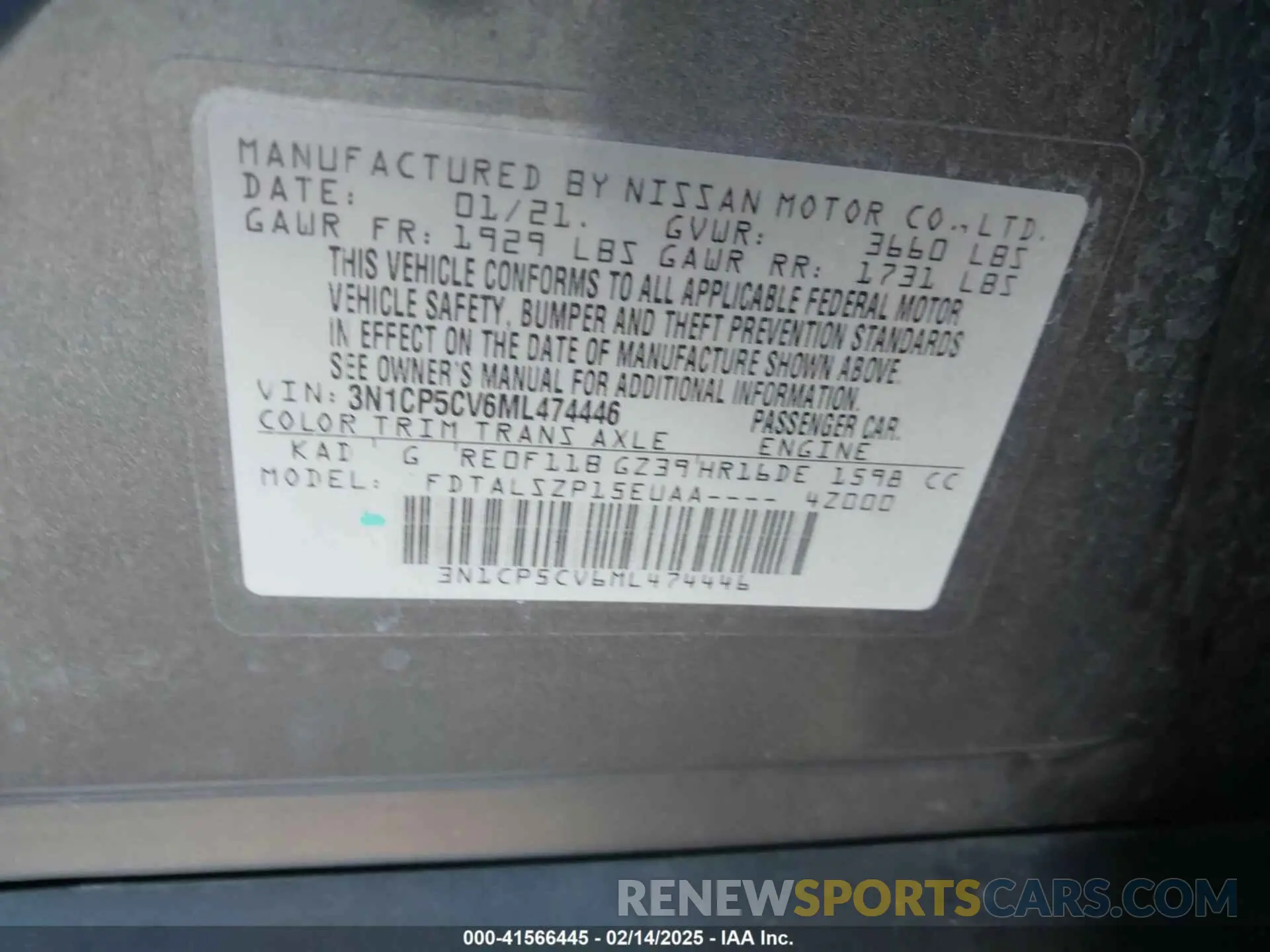 9 fotografías del automóvil dañado 3N1CP5CV6ML474446 NISSAN KICKS 2021