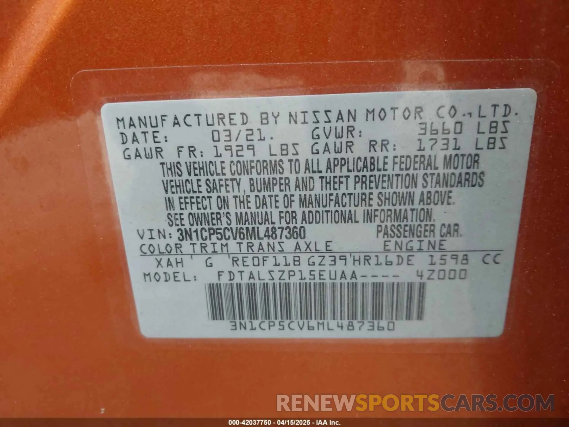 9 fotografías del automóvil dañado 3N1CP5CV6ML487360 NISSAN KICKS 2021