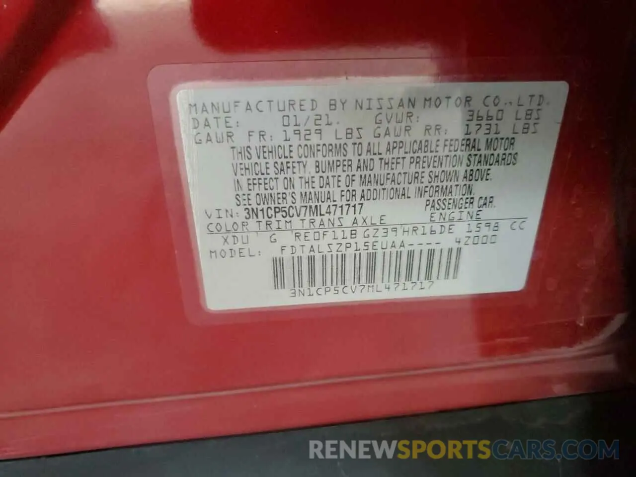 14 fotografías del automóvil dañado 3N1CP5CV7ML471717 NISSAN KICKS 2021