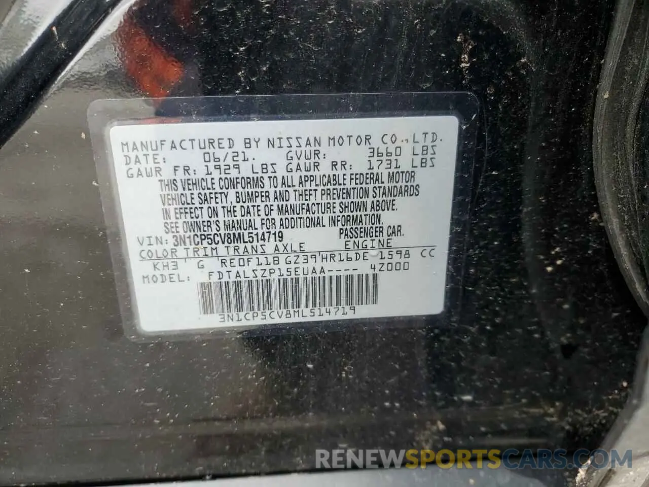 13 fotografías del automóvil dañado 3N1CP5CV8ML514719 NISSAN KICKS 2021