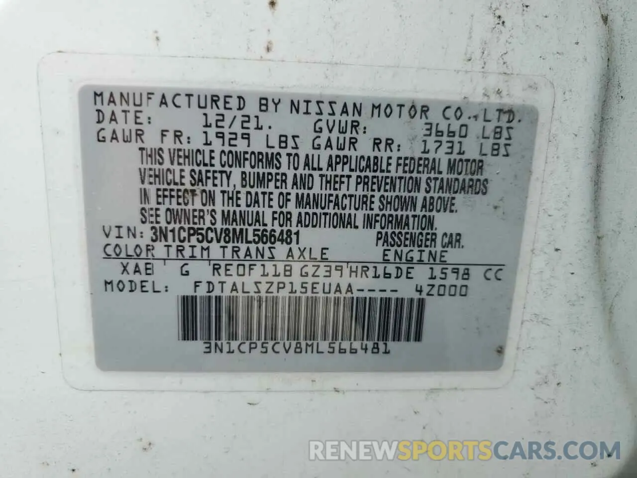 13 fotografías del automóvil dañado 3N1CP5CV8ML566481 NISSAN KICKS 2021