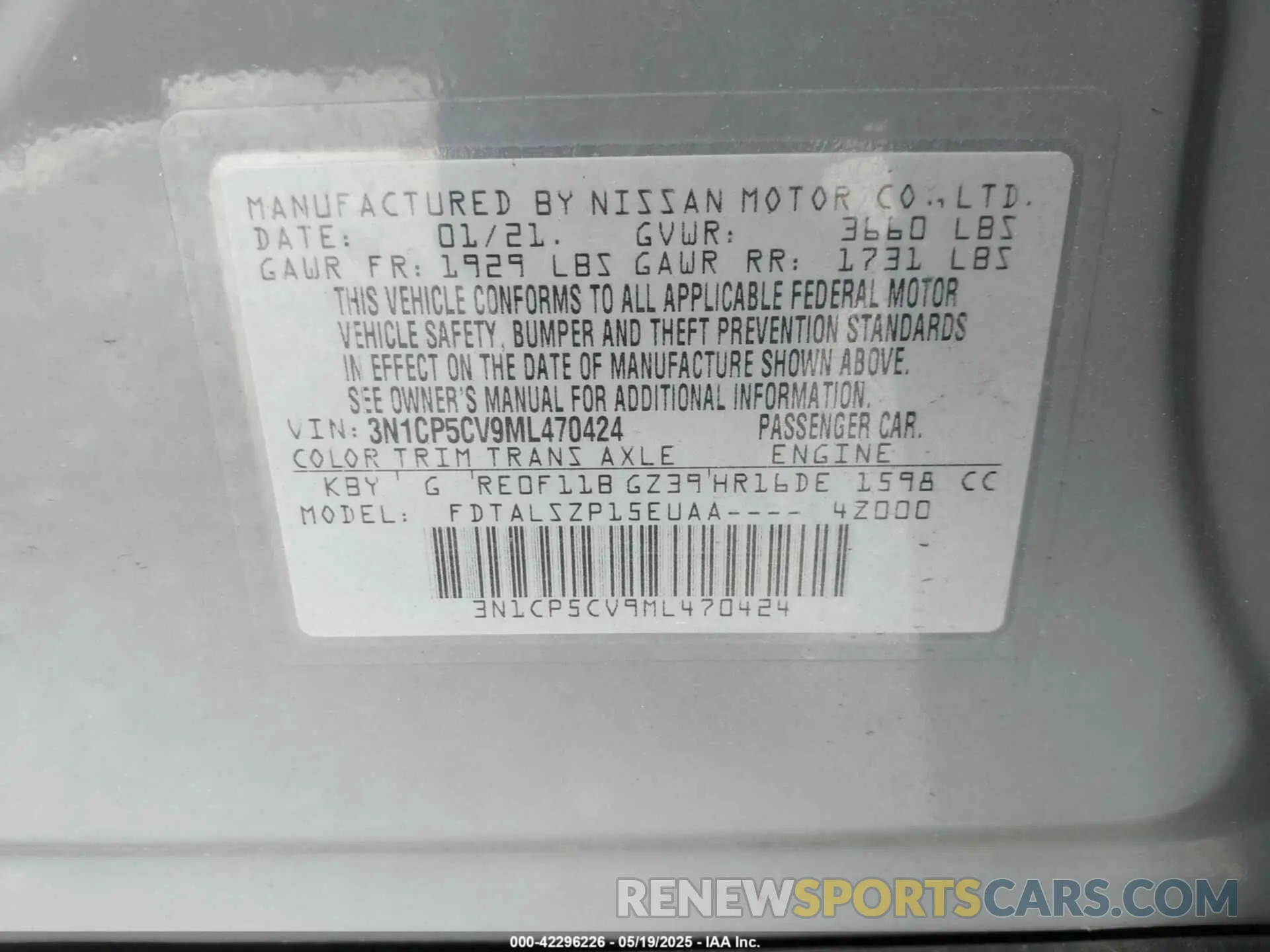 9 fotografías del automóvil dañado 3N1CP5CV9ML470424 NISSAN KICKS 2021