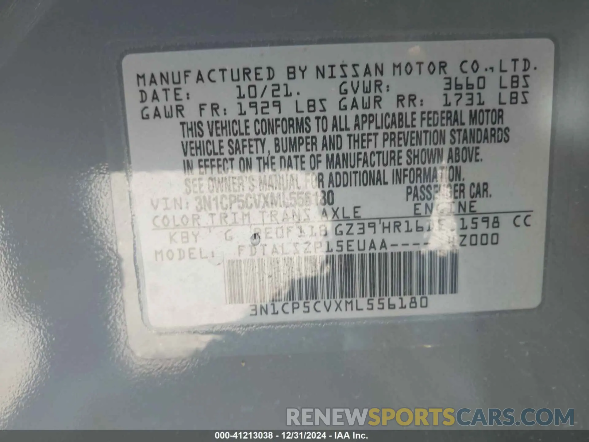 9 fotografías del automóvil dañado 3N1CP5CVXML556180 NISSAN KICKS 2021