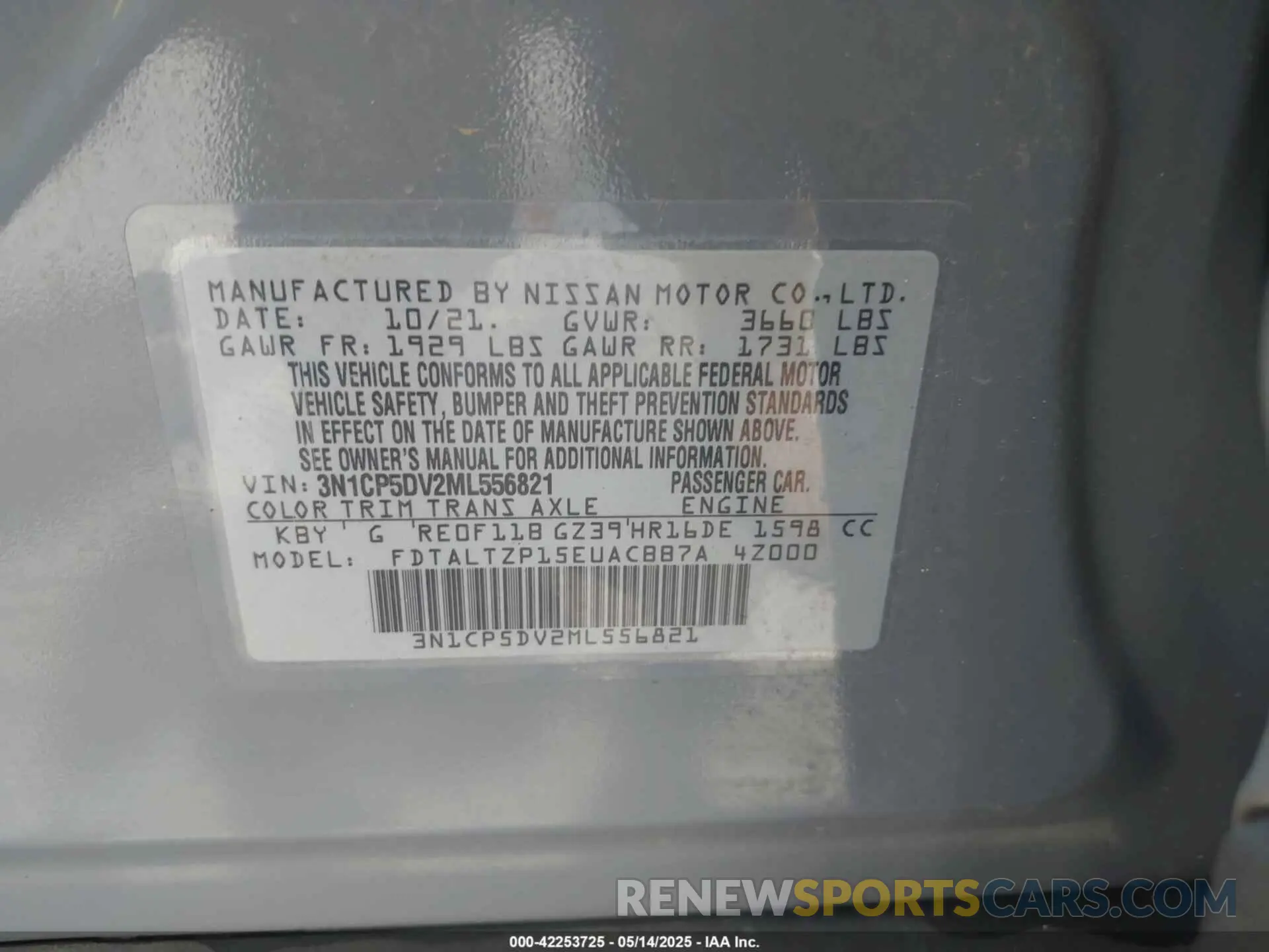 9 fotografías del automóvil dañado 3N1CP5DV2ML556821 NISSAN KICKS 2021