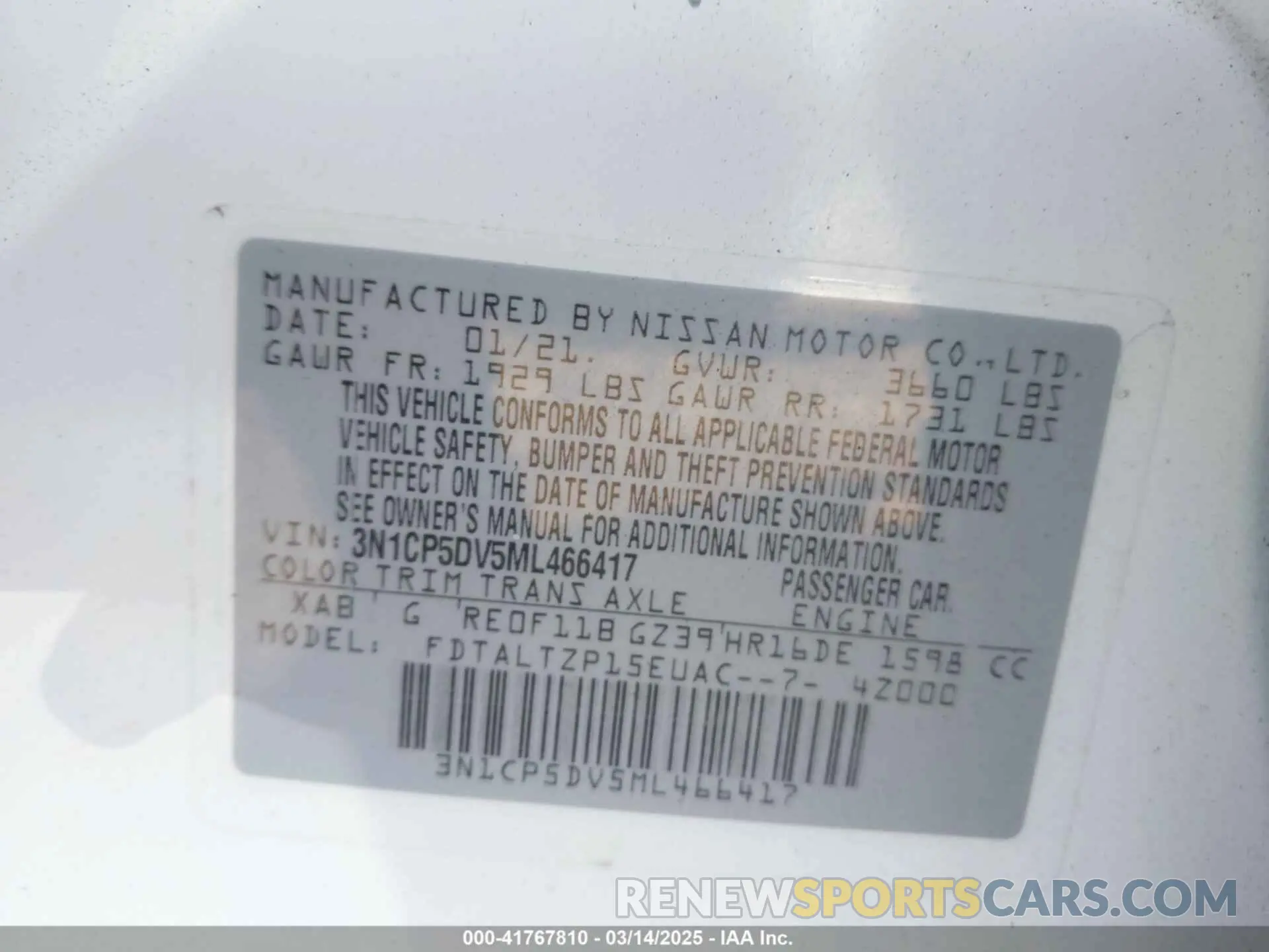 9 fotografías del automóvil dañado 3N1CP5DV5ML466417 NISSAN KICKS 2021