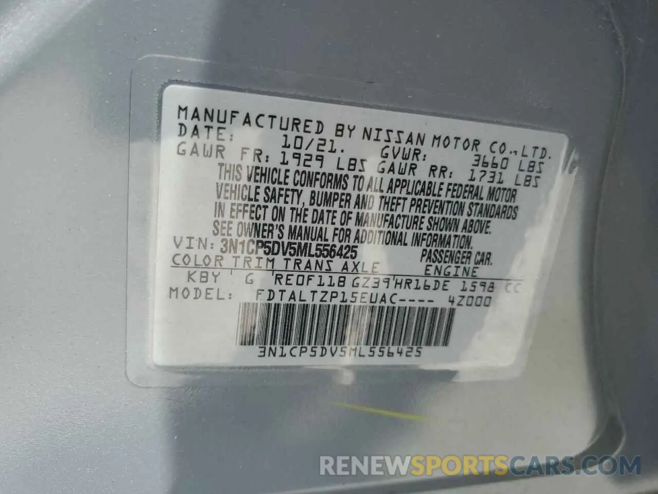 13 fotografías del automóvil dañado 3N1CP5DV5ML556425 NISSAN KICKS 2021