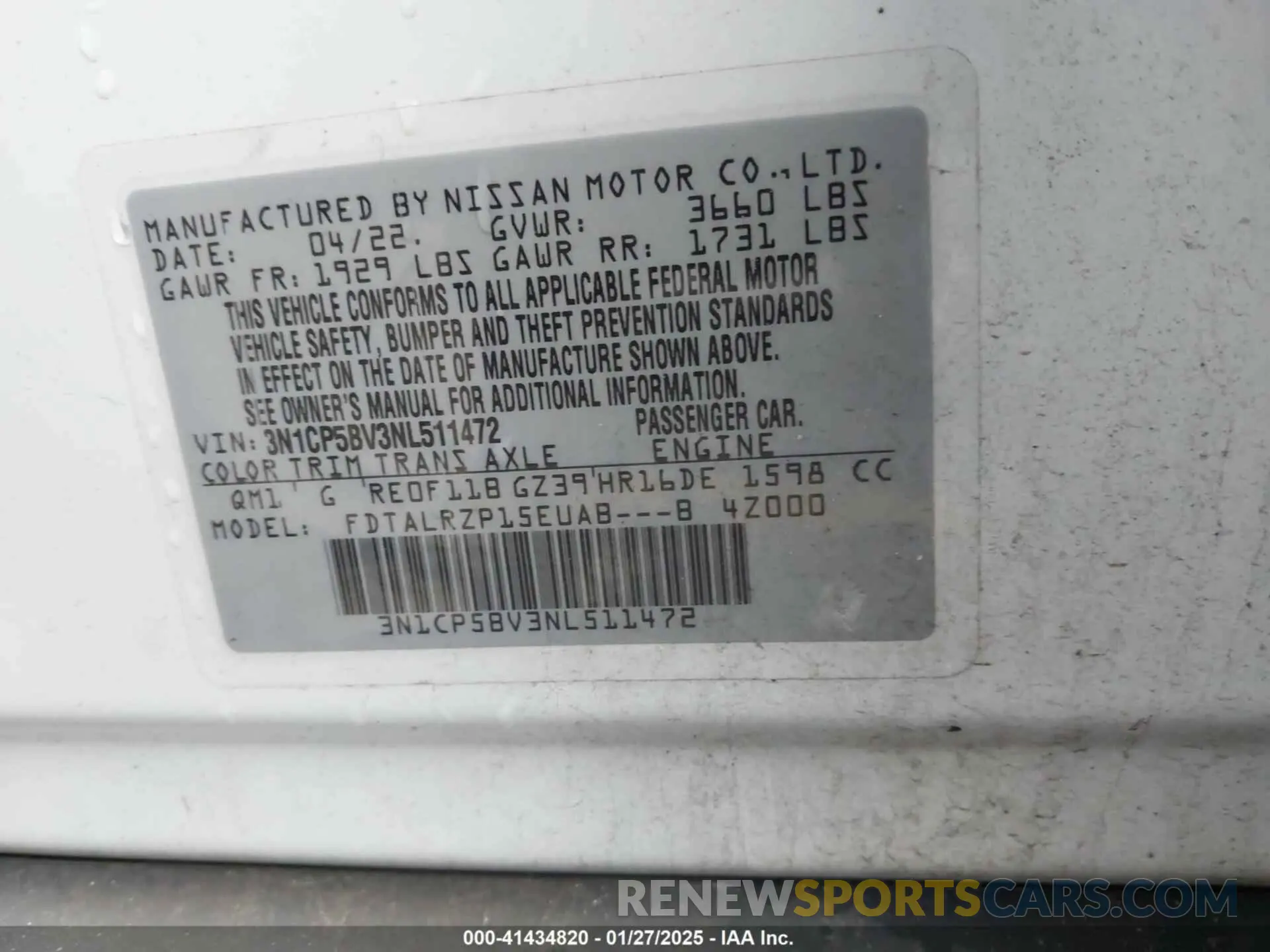 9 fotografías del automóvil dañado 3N1CP5BV3NL511472 NISSAN KICKS 2022