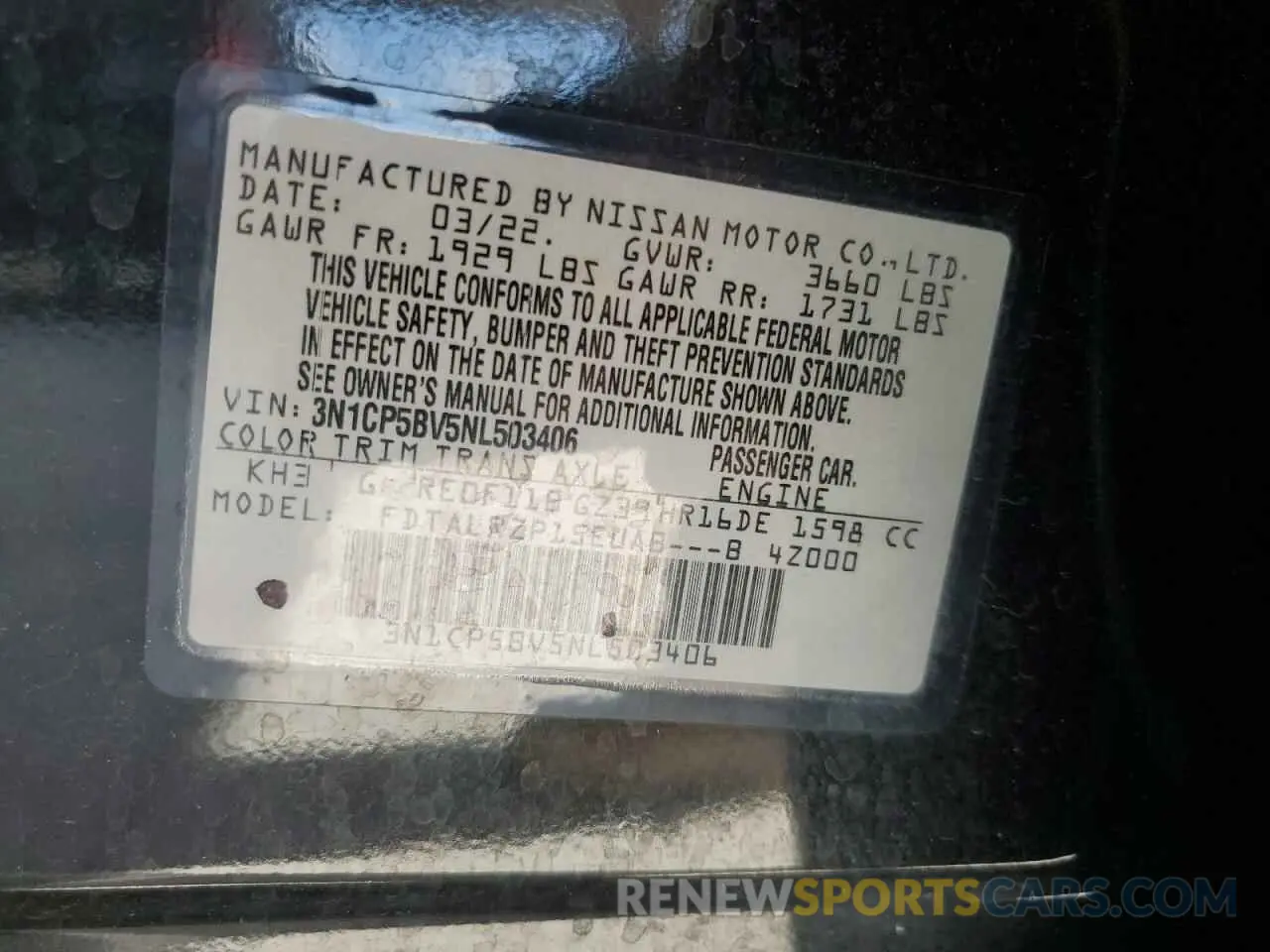 13 fotografías del automóvil dañado 3N1CP5BV5NL503406 NISSAN KICKS 2022