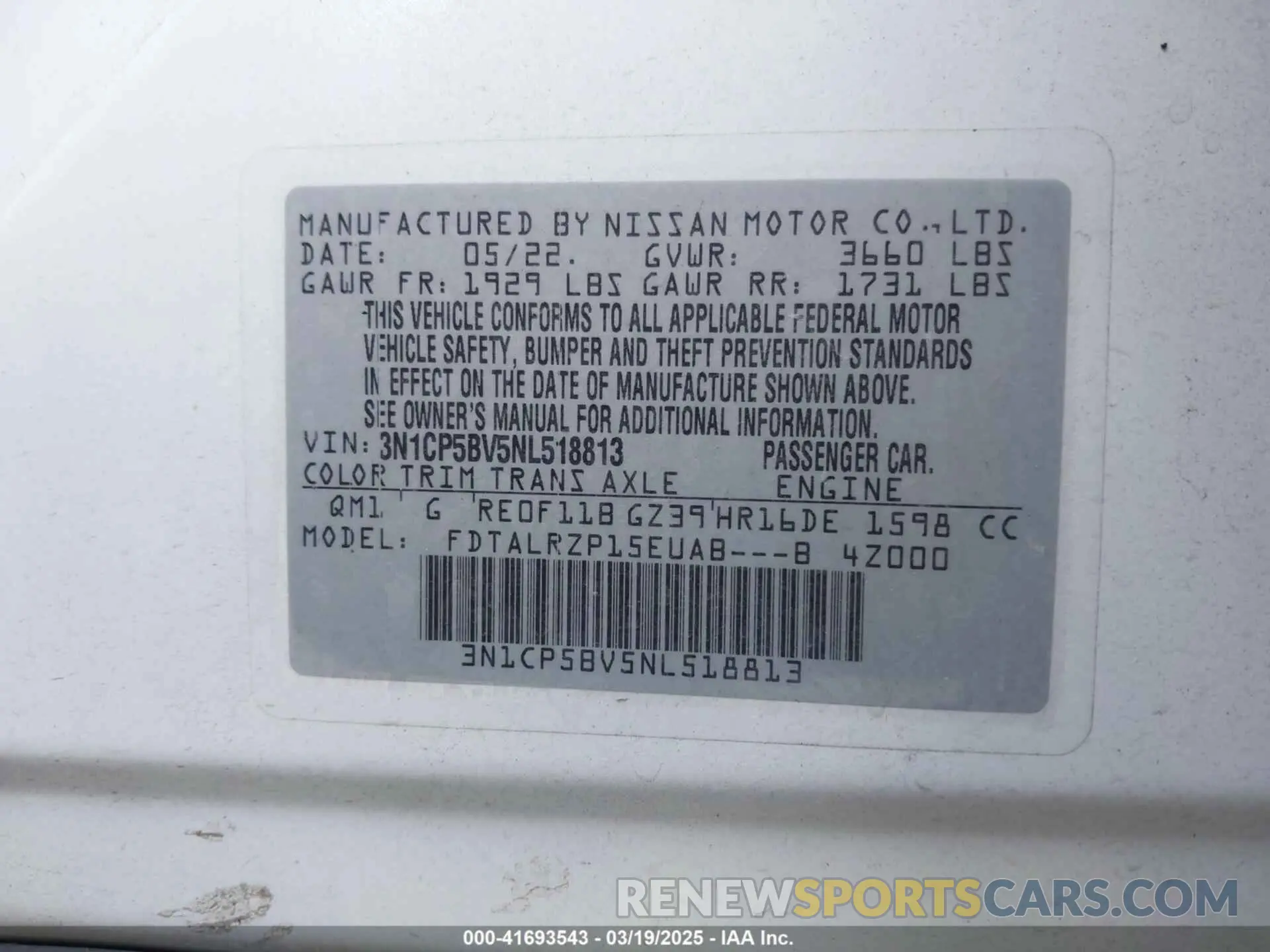 9 fotografías del automóvil dañado 3N1CP5BV5NL518813 NISSAN KICKS 2022