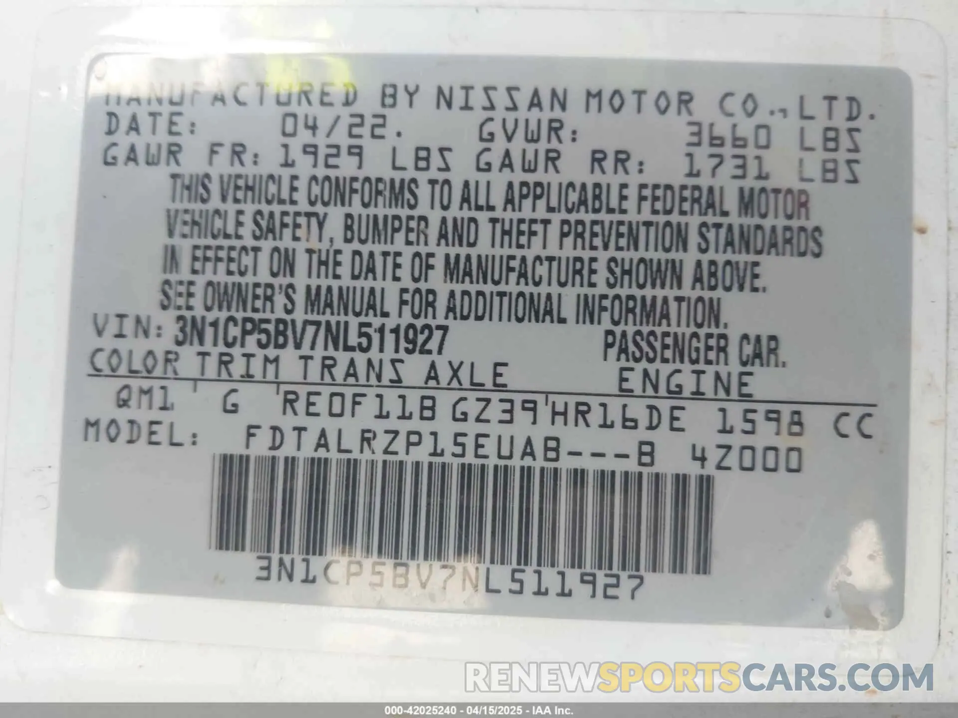 9 fotografías del automóvil dañado 3N1CP5BV7NL511927 NISSAN KICKS 2022