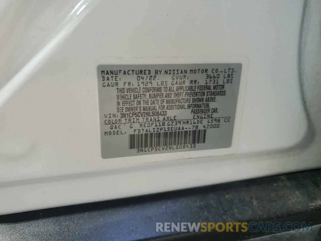 13 fotografías del automóvil dañado 3N1CP5CV2NL508433 NISSAN KICKS 2022