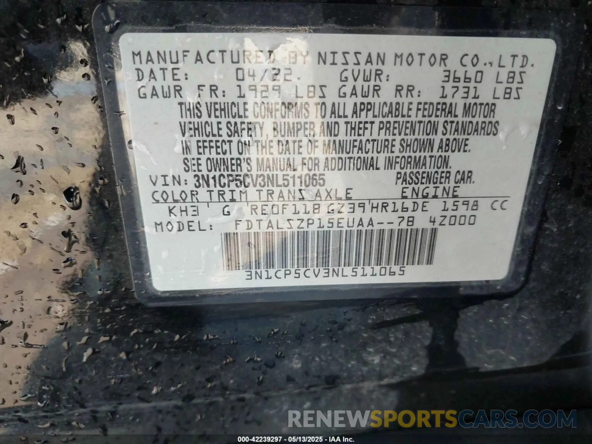 9 fotografías del automóvil dañado 3N1CP5CV3NL511065 NISSAN KICKS 2022