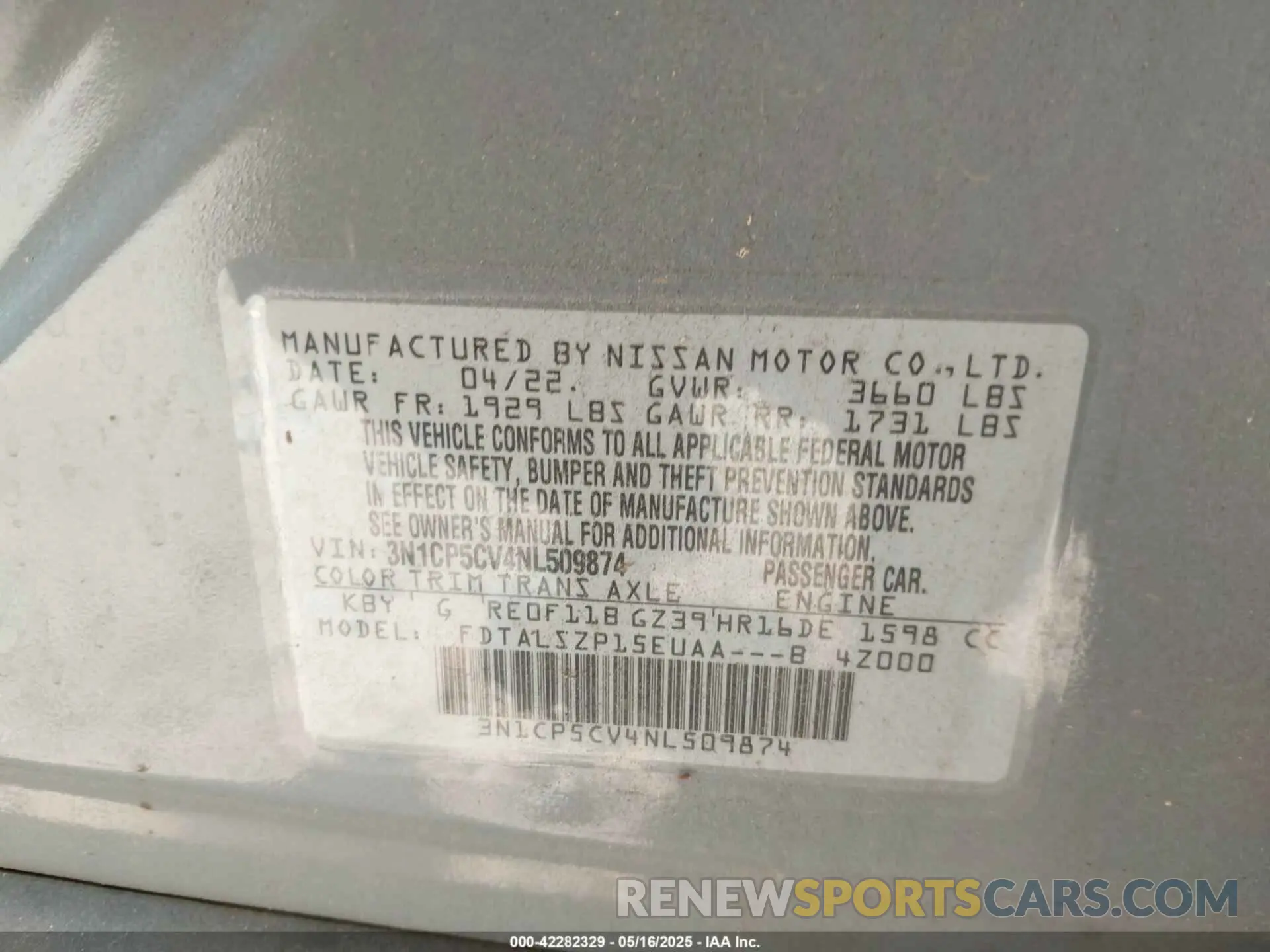 9 fotografías del automóvil dañado 3N1CP5CV4NL509874 NISSAN KICKS 2022