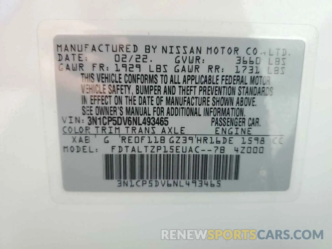 12 fotografías del automóvil dañado 3N1CP5DV6NL493465 NISSAN KICKS 2022