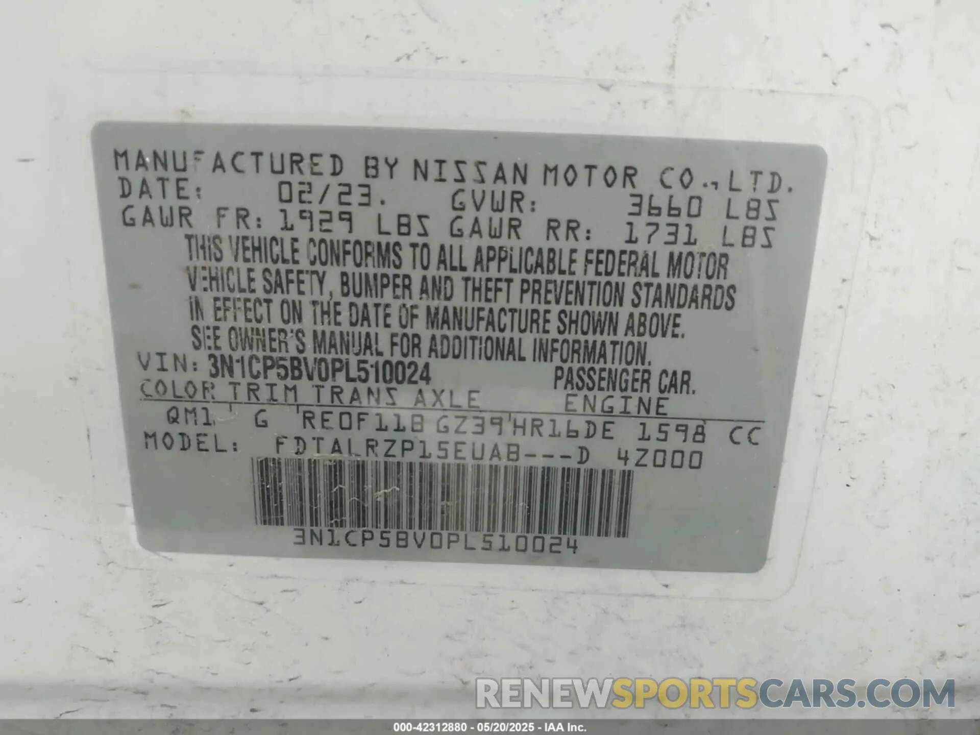 9 fotografías del automóvil dañado 3N1CP5BV0PL510024 NISSAN KICKS 2023