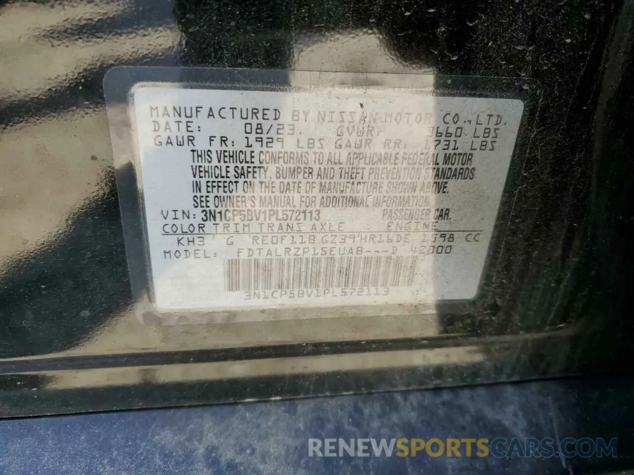 12 fotografías del automóvil dañado 3N1CP5BV1PL572113 NISSAN KICKS 2023