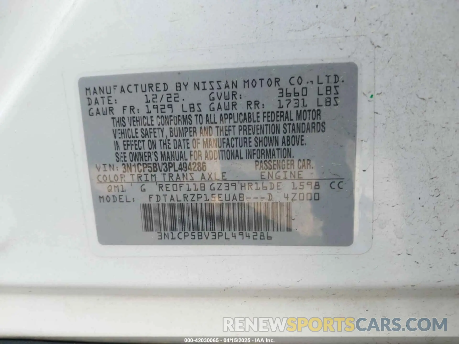 9 fotografías del automóvil dañado 3N1CP5BV3PL494286 NISSAN KICKS 2023